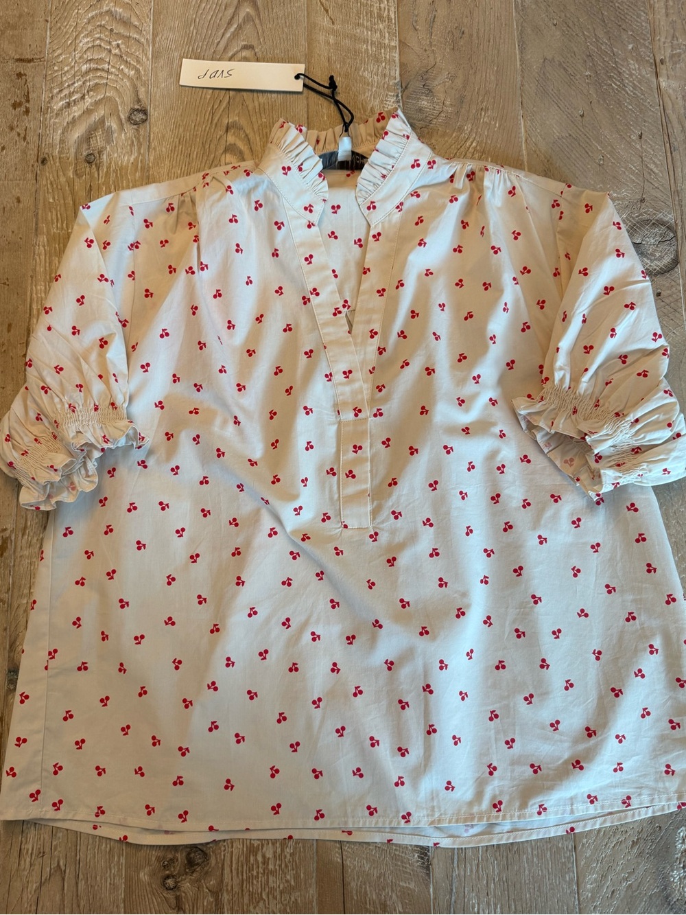 Pinch Cream Blouse with Red Cherry Print NWT S